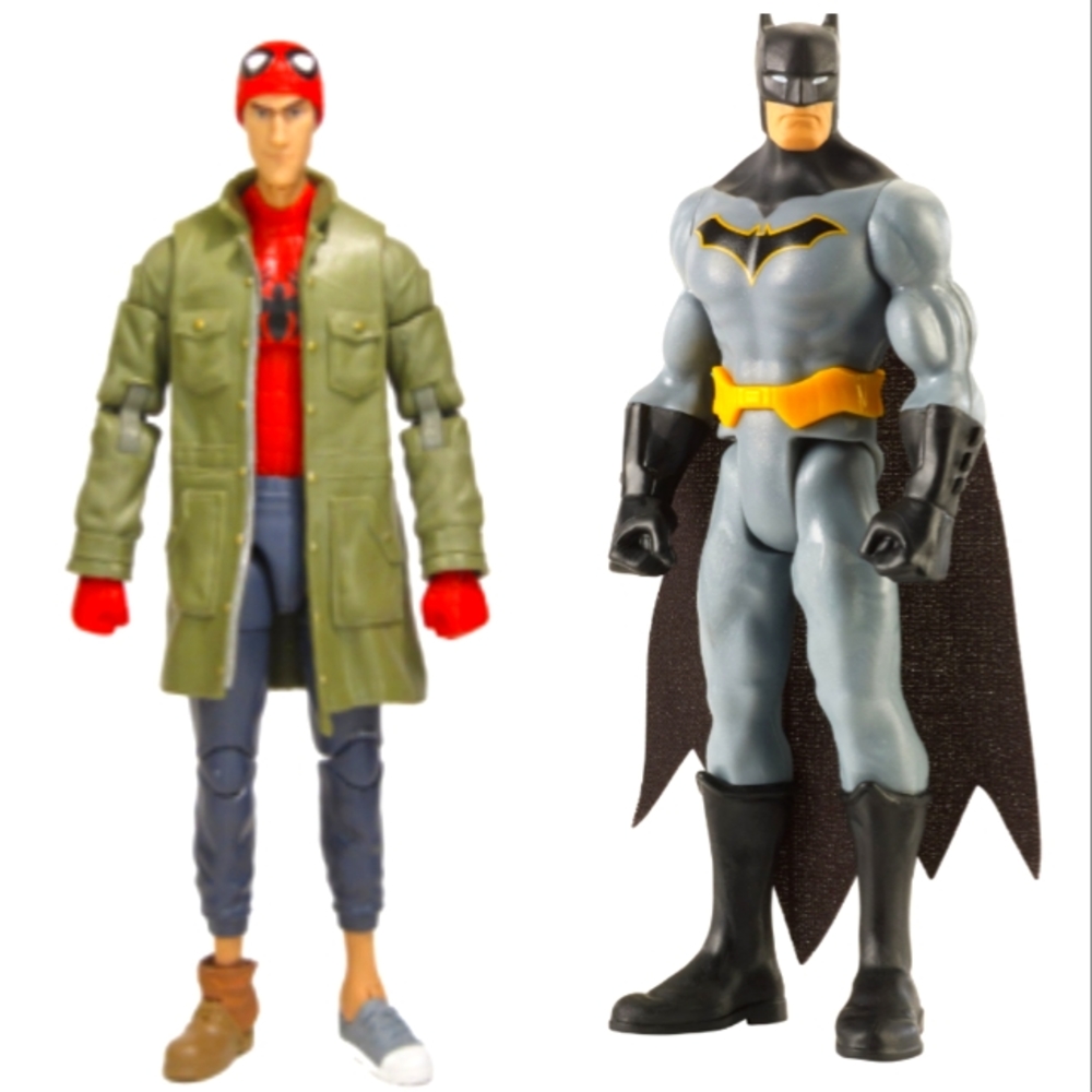 2018 Marvel Spiderman & 2017 Mattel Batman 6" Action Figures - Picture 1 of 13